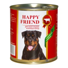 Корм для собак HAPPY FRIEND для средних и крупных пород с говядиной и рубцом банка