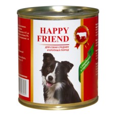 Корм для собак HAPPY FRIEND для средних и крупных пород с говядиной и сердцем банка