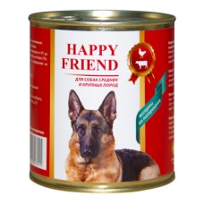 Корм для собак HAPPY FRIEND для средних и крупных пород ассорти из потрошков банка