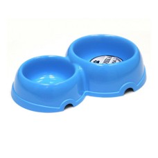 Миска для животных ХОРОШКА двойная пластиковая голубая 150\250мл