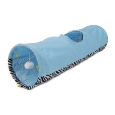 Тоннель для кошек MAJOR шуршащий голубой с игрушкой 25х90см, полиэстер