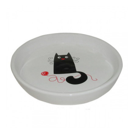 Миска для животных FOXIE Кошка с клубком белая керамическая 15х2,5см 210мл