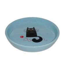 Миска для животных FOXIE Кошка с клубком голубая керамическая 15х2,5см 210мл