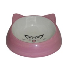 Миска для животных FOXIE Cat in Glasses розовая керамическая 14,7х14,7х6,3см 150мл