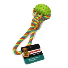 Игрушка для собак CHOMPER Тяни-толкай мяч овальный с петлей из каната