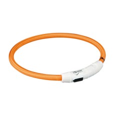 Ошейник светящийся для собак TRIXIE Мигающее кольцо USB XS–S: 35см 7мм нейлон оранжевый USB