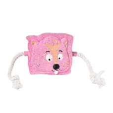 Игрушка для собак FOXIE Тост с пищалкой и канатами 11см латекс розовый