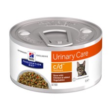 Корм для кошек HILL'S Prescription Diet c/d Multicare, профилактика мкб, курица с добавлением овощей конс. 82 г
