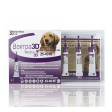 Капли для собак CEVA Вектра 3D 25-40кг инсектоакарицидные 4,7мл, 3 пипетки